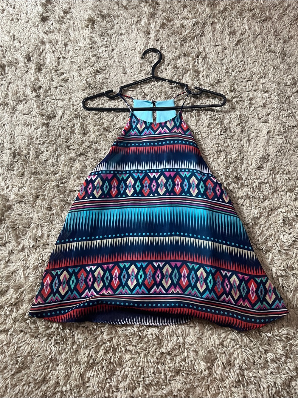 Everly Geometric Halter Swing Tank - Teal, Navy, Pink
